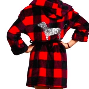 PINK VS Buffalo Plaid Embellished Robe M/L